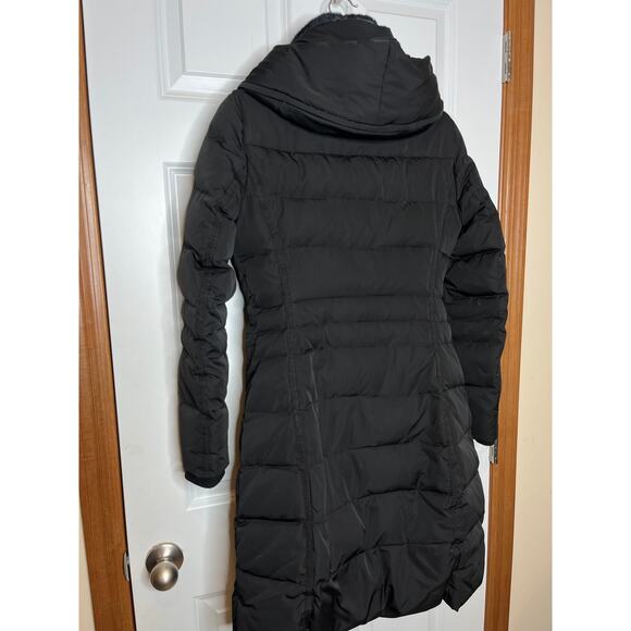 Zara Size Small Black Feather Down filled Puffer Coat Snap and Zip Front Hooded - Picture 6 of 10